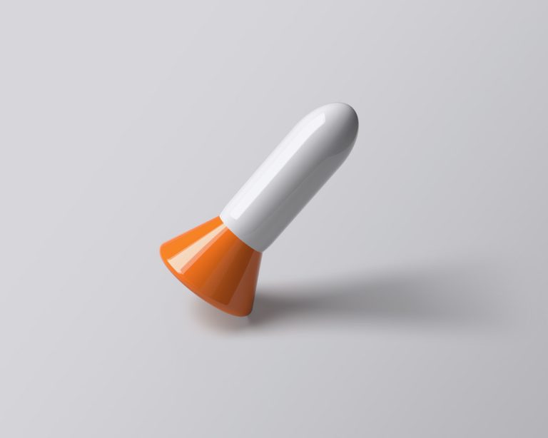3D rocket spaceship icon illustration