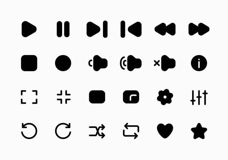 Free media video player icons