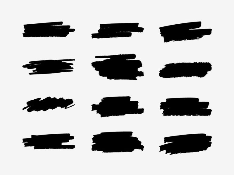 Paint brush strokes set