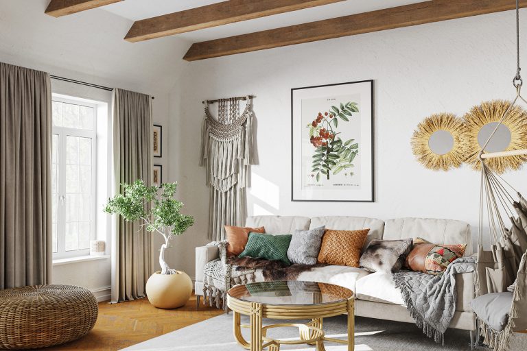 Free poster mockup in living room