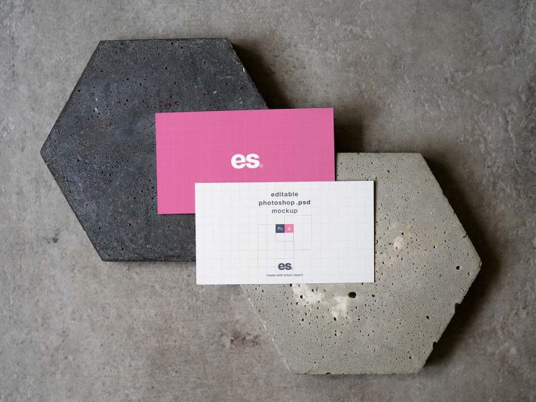 Free Business Card on Rock Mockup PSD