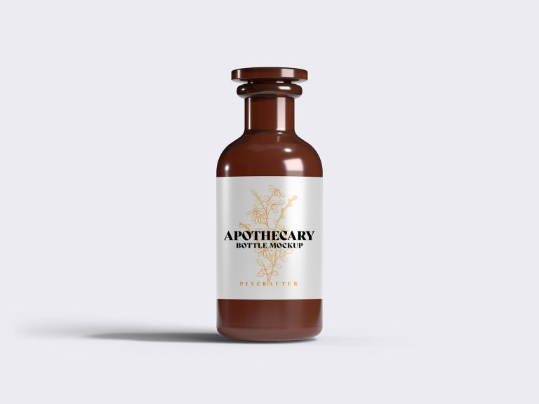 Free apothecary bottle mockup