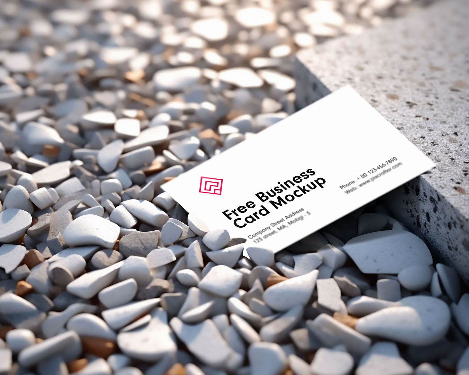 Business Card Mockup On Stone Pieces