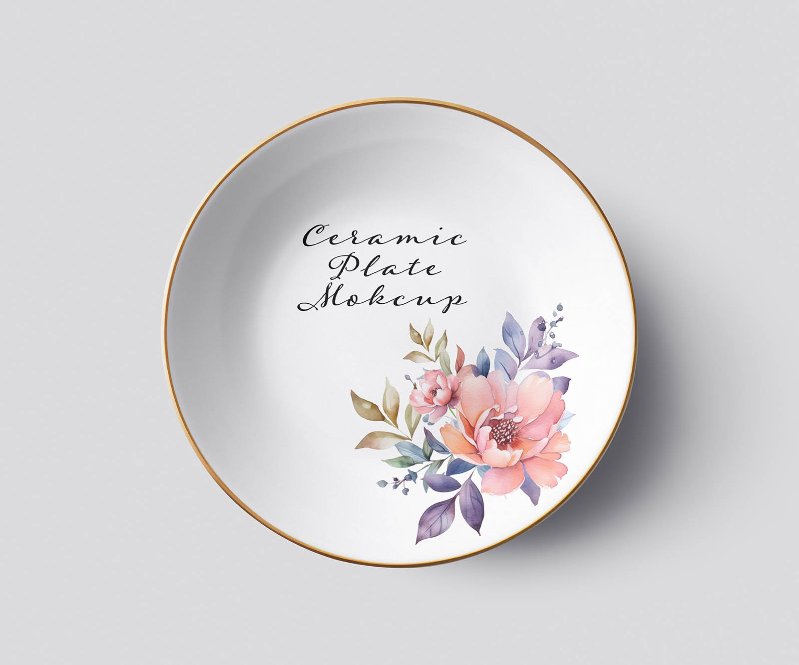 Free empty ceramic plate mockup
