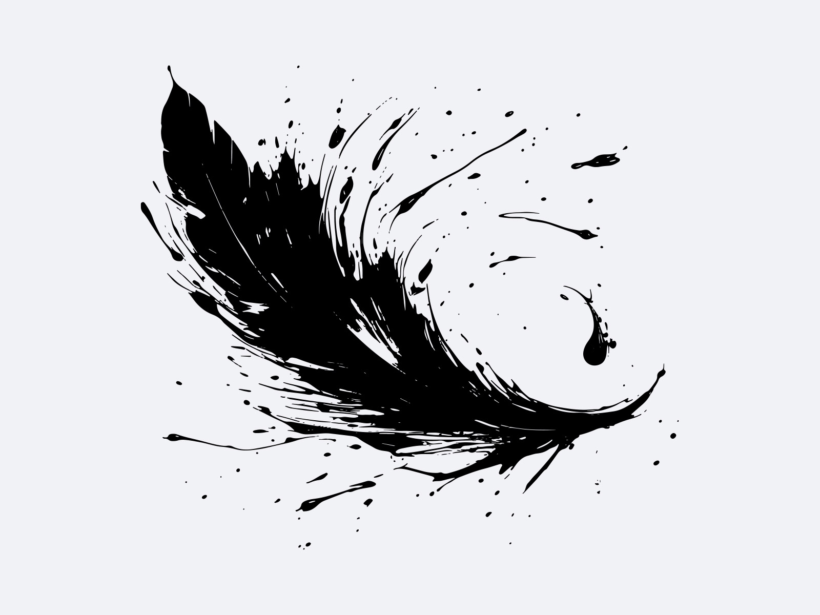 Abstract Feather Shape Ink Splash