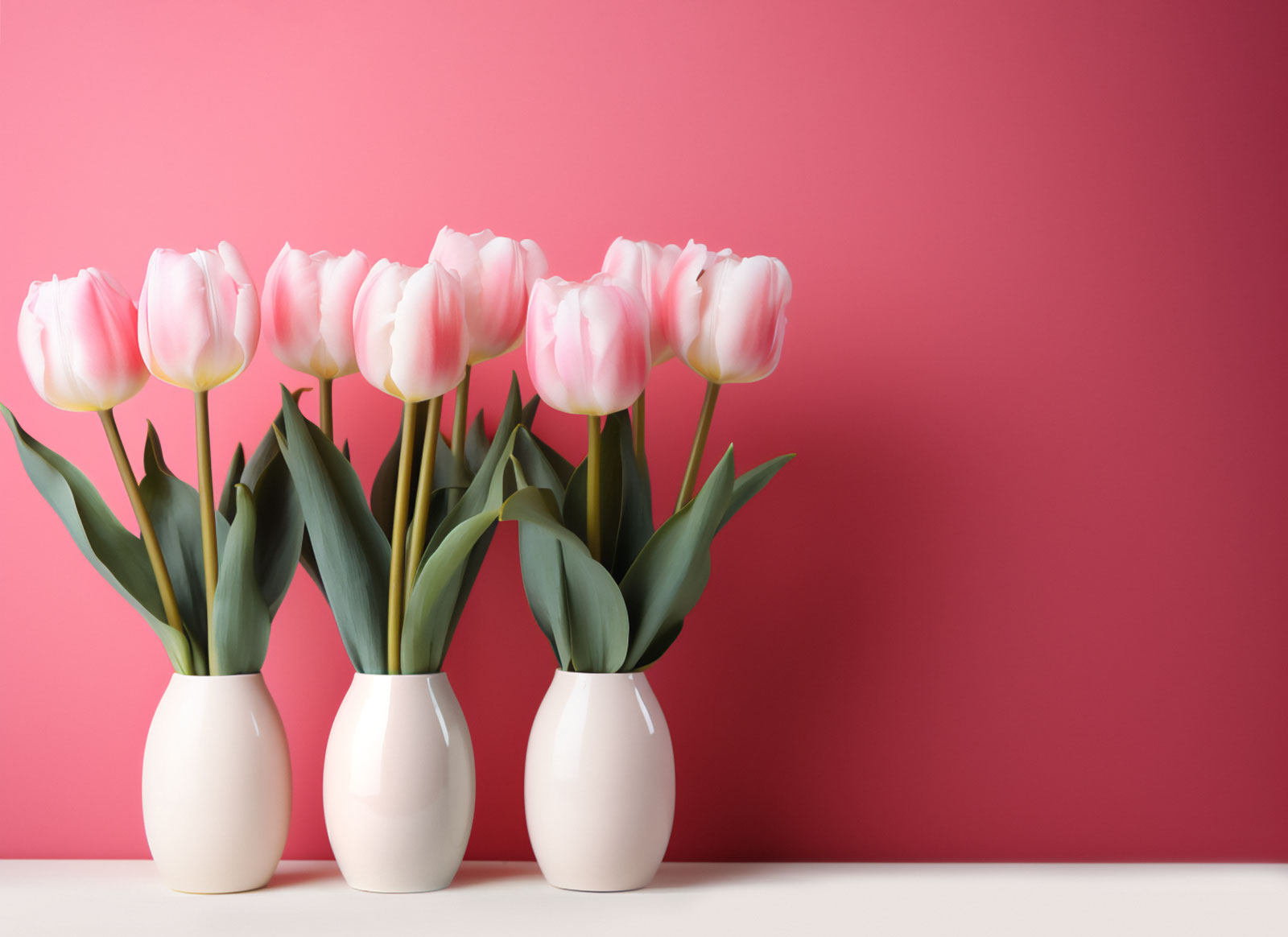 Tulips On A Pink Background