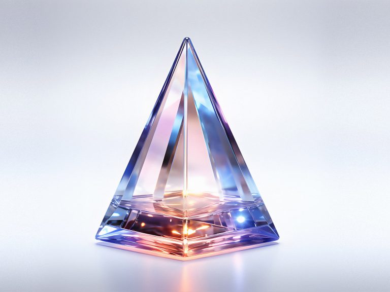 Colorful Holographic Crystal Glass Pyramid