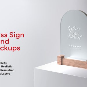 Glass Sign Stand Mockup