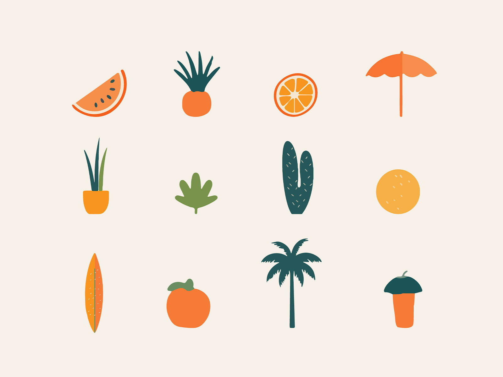 Tropical Beach Vector Icons