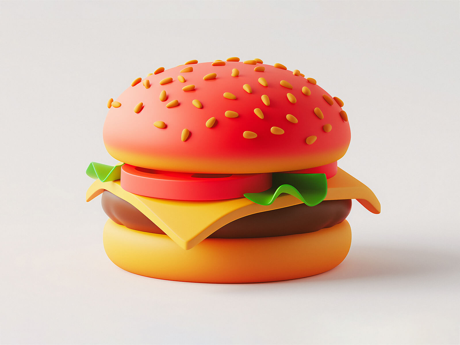 Burger 3D Illustration Isolated On White Background