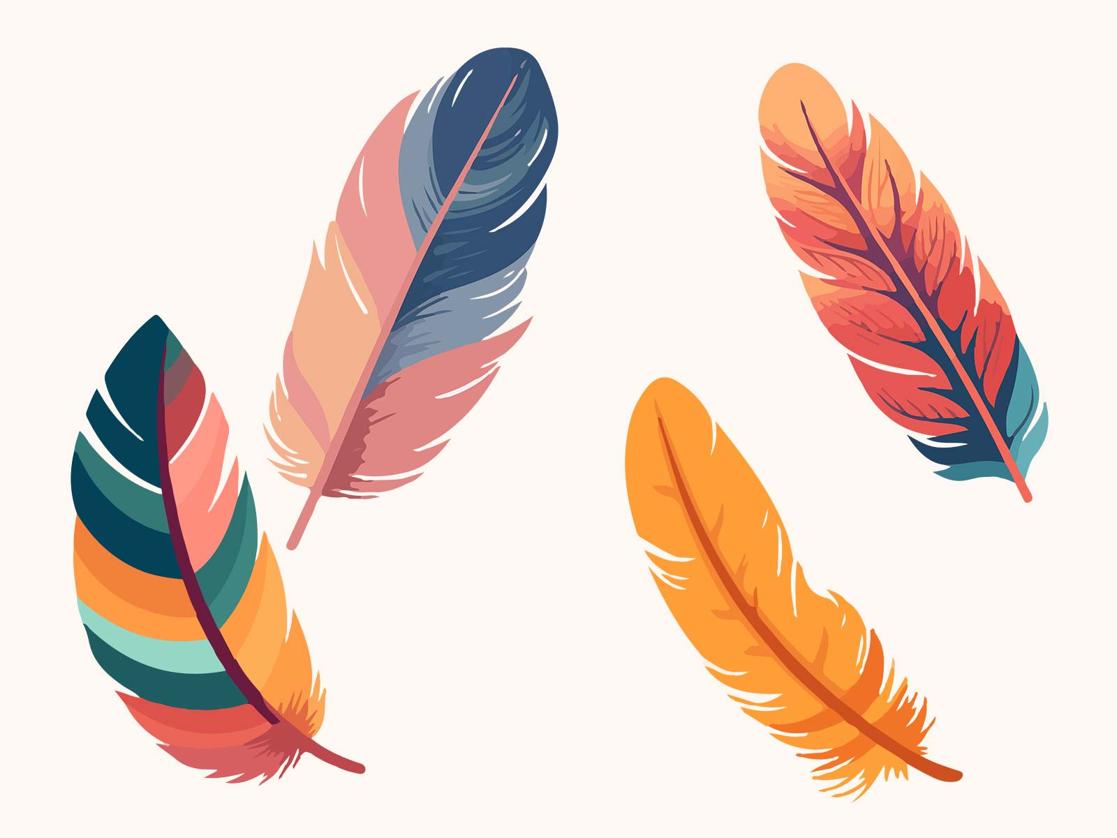 Vector Colorful Feather Illustrations