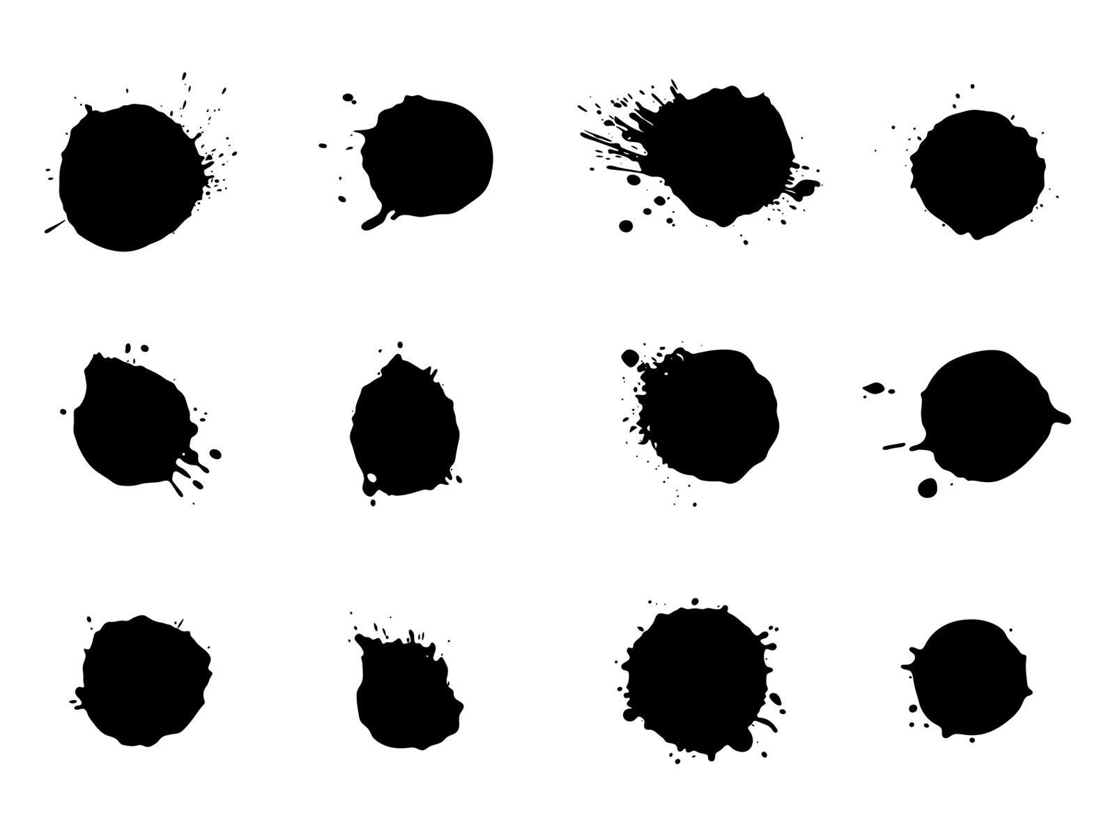 Paint Splashes And Blots Black Silhouettes