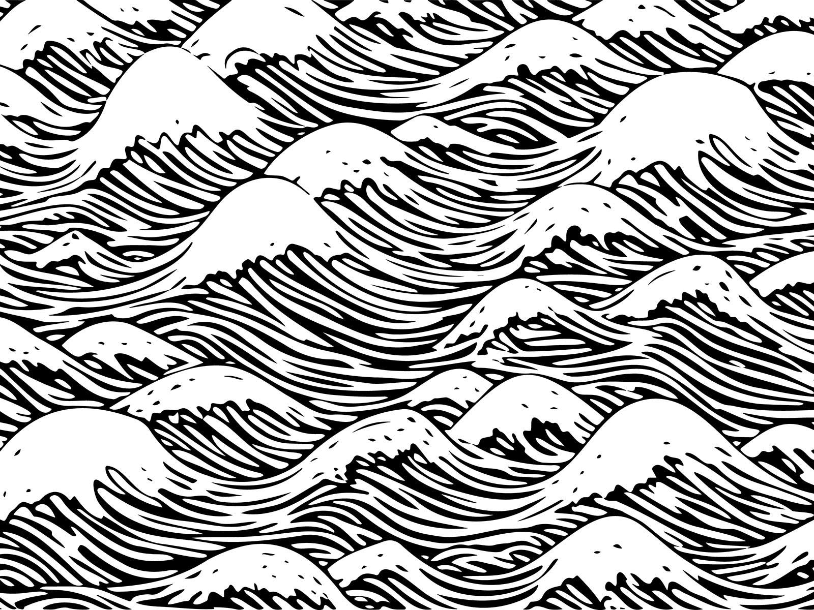 Vector Waves Sketch Illustration